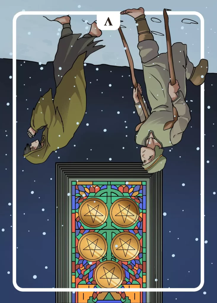 Five of Pentacles Reversed as Feelings Tarot Card Meaning