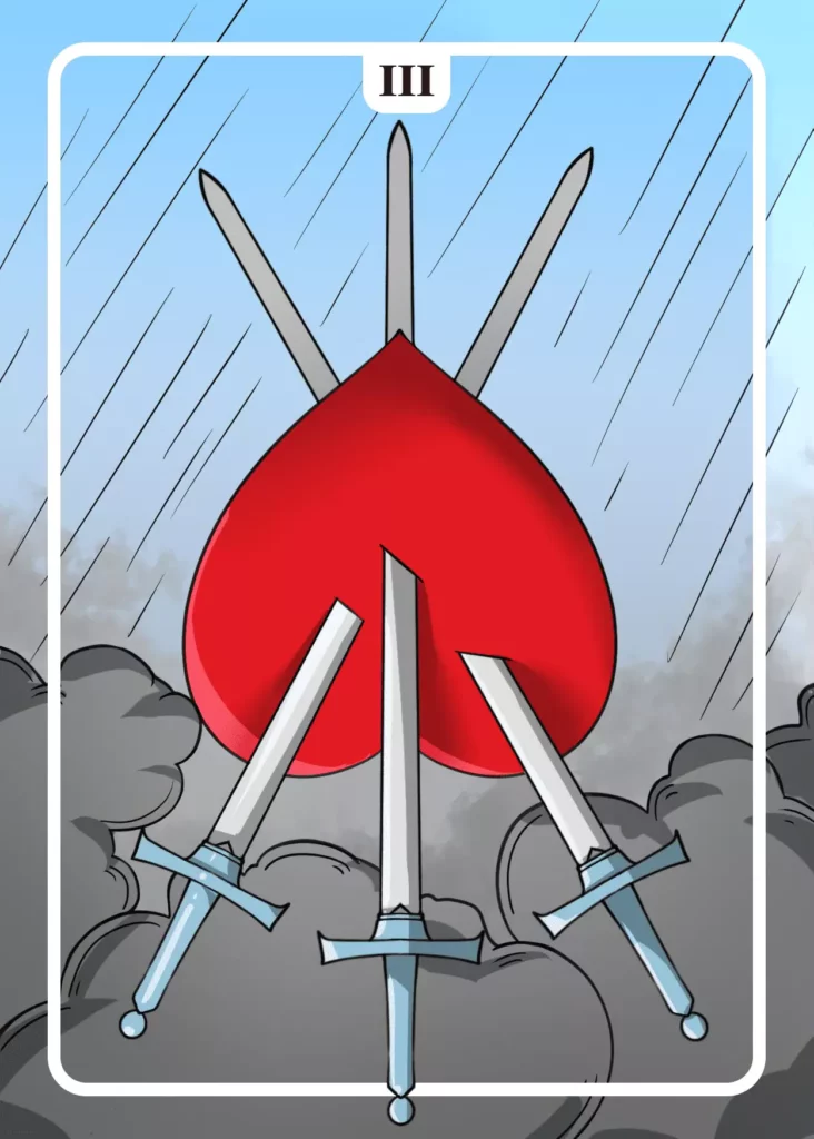 Three of Swords Reversed as Feelings Tarot Card Meaning