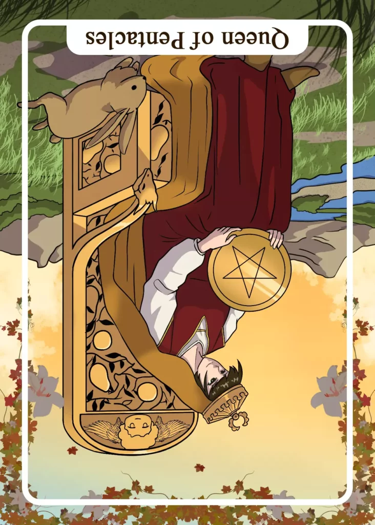 Queen of Pentacles Reversed as Feelings Tarot Card Meaning