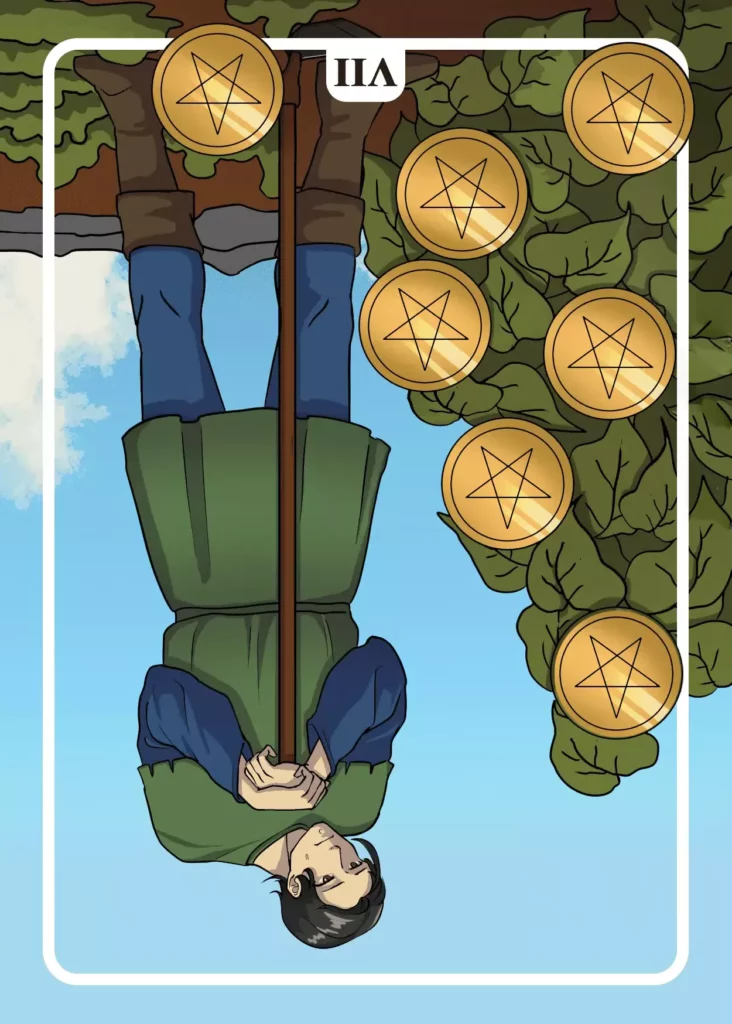 Seven of Pentacles Reversed as Yes or No Tarot Card Meaning