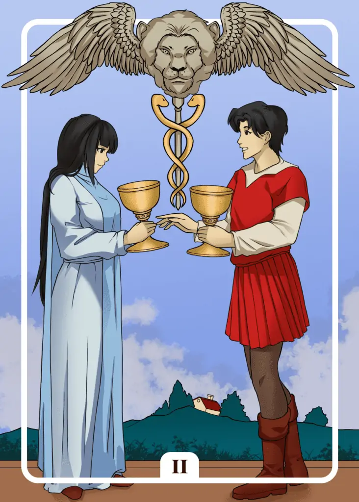 Two of Cups as Feelings Tarot Card Meaning