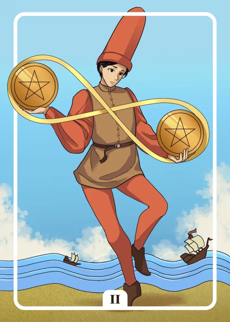 Two of Pentacles as Feelings Tarot Card Meaning